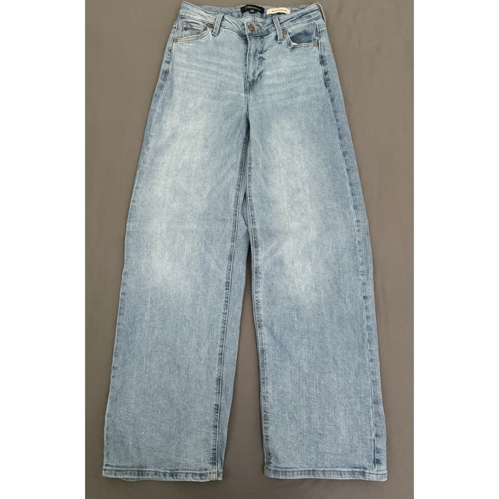 BCBGeneration Jeans Womens Size 3/26 Baggy Wide Leg Distressed Denim Bright Mind